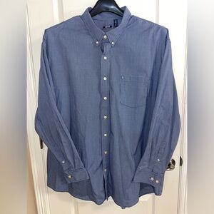 Izod Blue Casual Button Down Shirt Lightweight Cotton